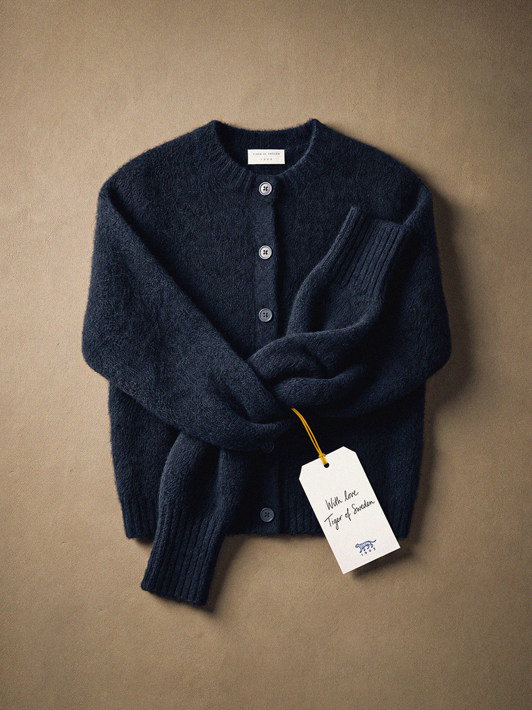 dark blue knitted cardigan